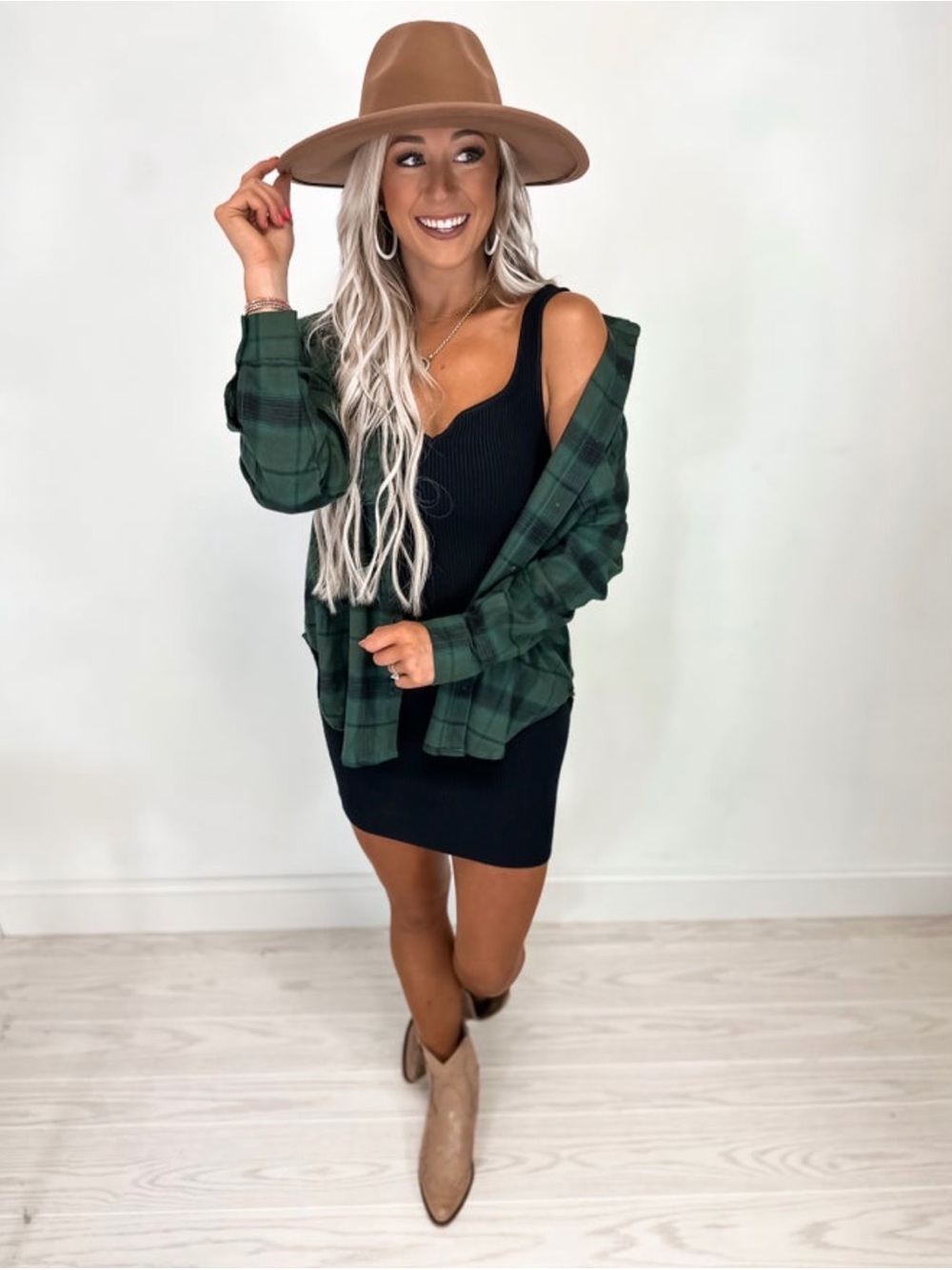 Blu Pepper Green Plaid Button Down Shirt
